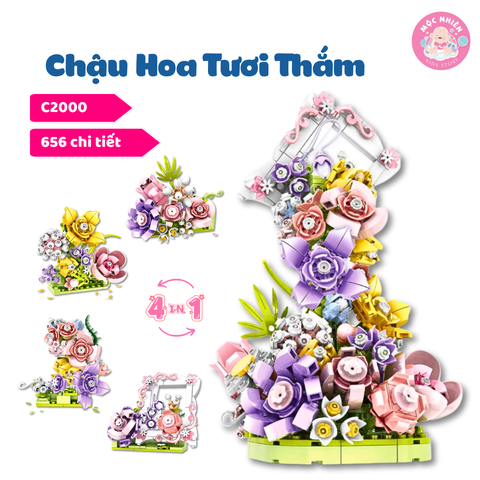 Đồ chơi lắp ráp WOMA C2000 - Chậu hoa tươi thắm (656 mảnh ghép)