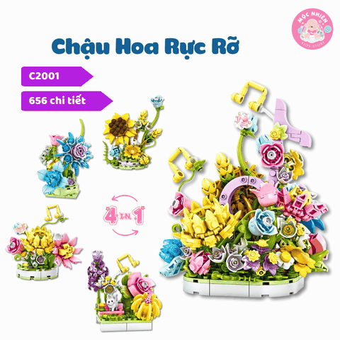 Đồ chơi lắp ráp WOMA C2001 - Chậu hoa rực rỡ (656 mảnh ghép)