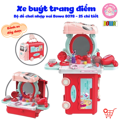 Đồ chơi nhập vai Bowa 8078 - Xe buýt trang điểm 25 chi tiết