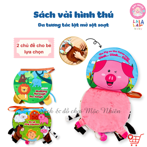 Sách vải lật mở đa tương tác, sột soạt, chút chít - Lalala Baby