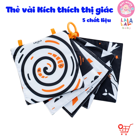 Đồ chơi 5 chất liệu phát triển thị giác, xúc xắc, thính giác - Lalala Baby