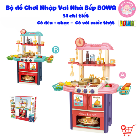 Bộ Đồ Chơi Nhập Vai BOWA 8764AB - Bộ Nhà Bếp 51 Chi Tiết, Có Đèn, Nhạc