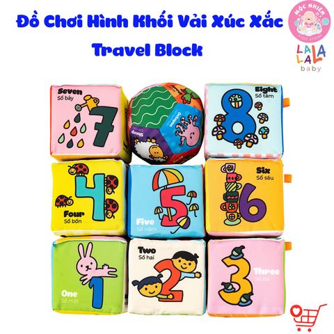 Bộ Đồ Chơi Hình Khối Tặng Kèm Bóng Vải Xúc Xắc Travel Block - Lalala Baby
