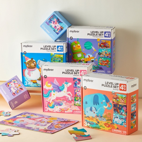 Đồ Chơi Xếp Hình Level Up Puzzle Set 4in1 (04 tranh 12-16-24-35 mảnh ghép) - Dành cho bé từ 3 tuổi