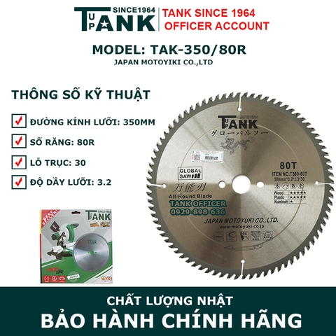 Lưỡi cắt gỗ Tank since 1964 TAK-355/80R/30.0