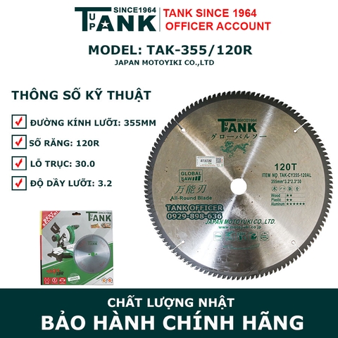 Lưỡi cắt nhôm 355 Tank since 1964 TAK-355CY/120R/30.0