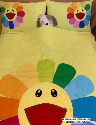 Bộ mền ga gối Hoa Kiki Kaikai (ga, mền, 2 vỏ gối nằm, vỏ gối ôm) 2XL (160x200)