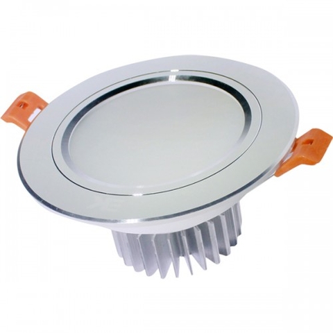 Đèn ded âm trần tản nhiệt đổi màu 7W viền bạc