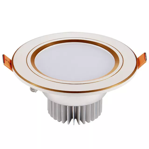 Đèn ded âm trần tản nhiệt đổi màu 7W viền vàng