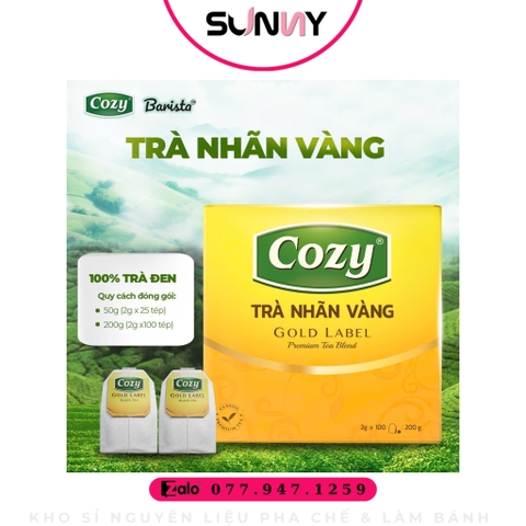 TRÀ TÚI LỌC - COZY - TRÀ ĐEN NHÃN VÀNG ( 100 GÓI ) | THÙNG 28 HỘP