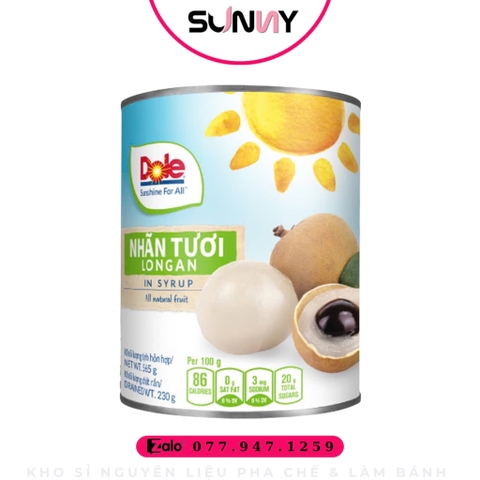 NHÃN TƯƠI ĐÓNG LON DOLE ( 565G ) | THÙNG 24 LON