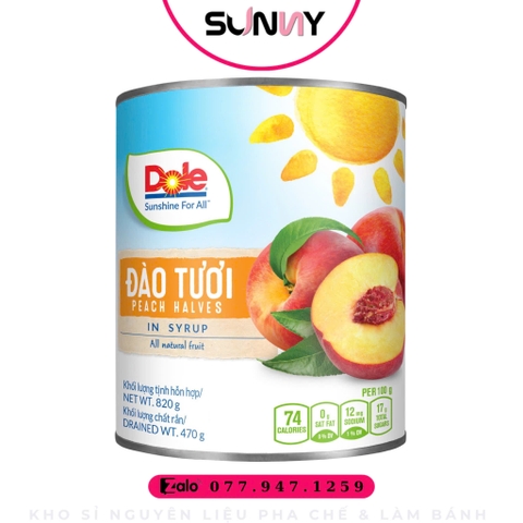 ĐÀO TƯƠI ĐÓNG LON DOLE ( CAO CẤP 820G ) | THÙNG 12 LON