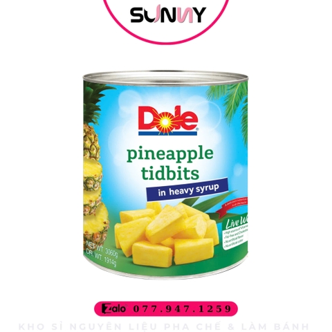 DỨA TƯƠI MIẾNG NHỎ DOLE ( 822G ) | THÙNG 24 LON