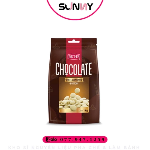 SOCOLA COMPOUND NÚT TRẮNG RICH'S | THÙNG 10 GÓI