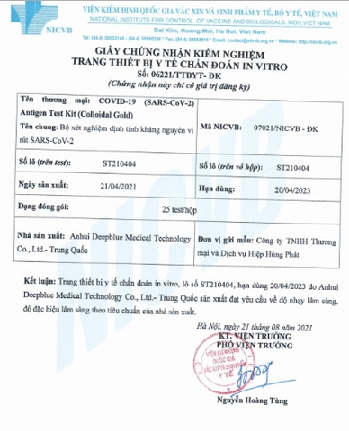 Kit test DEEP BLUE Covid-19 Colloidal Gold (Đức) -1 Hộp (25 Bộ)