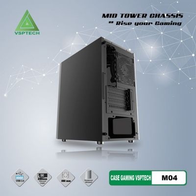 Thùng máy Case VSP Gaming Mid Tower Chassis M04 (No Fan)