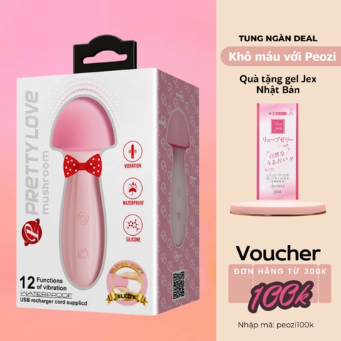 Chày rung kích thích điểm G PRETTY LOVE MUSHROOM siêu mềm - cao cấp - thiết kế xinh xắn