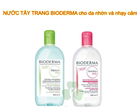 Nước tẩy trang Bioderma H2O của Pháp Màu Xanh, Hồng, 500ml