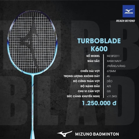 VỢT MIZUNO TURBO BLADE K600 NAVY