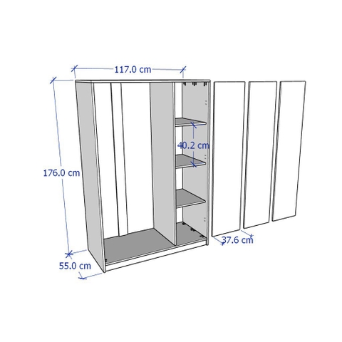 Tủ Quần Áo 3 Cửa Mở Yapi -204