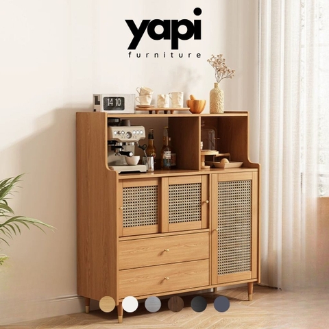 Tủ Đựng Chén Bát Cánh Mây Kèm Ngăn Kéo Hiện Đại 120x40x128cm Yapi-TB010