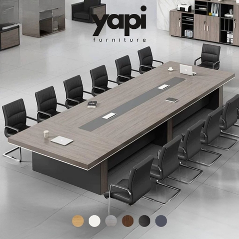 Bàn Họp Lớn Cho Văn Phòng Hiện Đại, Gỗ MDF Phối Màu 400x150x75cm Yapi-BH001