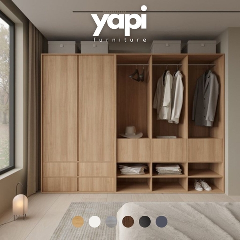 Tủ Lưu Trữ, Tủ Quần Áo Cỡ Lớn Kích thước 263x59x200cm Bằng Gỗ MDF Yapi-222