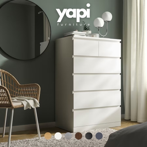 Tủ đựng đồ đa năng 5 tầng 6 ngăn kéo ĐÓNG SẴN phong cách hiện đại 80x48x123cm YAPI-108