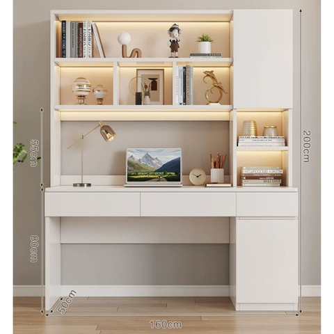 Bàn Học, Làm Việc Kèm Kệ Sách Và Ngăn Kéo Hiện Đại 160x50x200cm Yapi-434