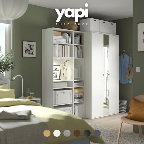 Combo Tủ Áo Cánh Kính và Kệ Để Đồ 200x57x200cm Yapi-229