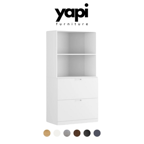 Kệ Tủ Lưu Trữ Đồ Kèm 2 Hộc Tủ Bằng Gỗ MDF Nhập Nội Thất Lắp Ráp - Yapi -113