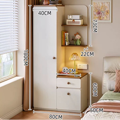 Tủ Góc Để Đồ Đa Năng Có Tủ Đứng, Kệ Trang Trí Và Ngăn Kéo Hiện Đại 80x50x180cm Yapi-187