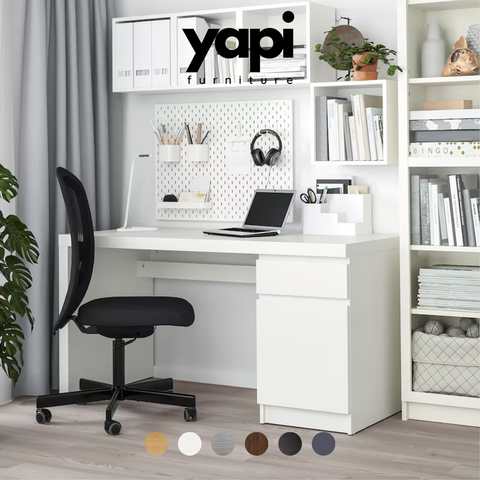 Bàn làm việc học tập có hộc tủ 1 ngăn kéo mặt bàn dày 3cm gỗ MDF cao cấp YAPI-404