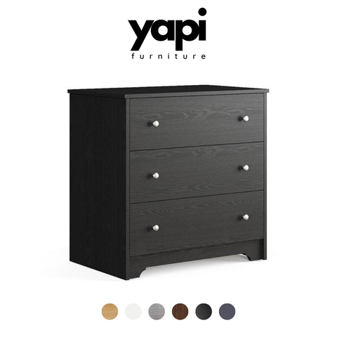 Tủ Để Đồ Thiết Kế 3 Ngăn Kéo Phong Cách Cổ Điển Bằng Gỗ MDF Yapi-131