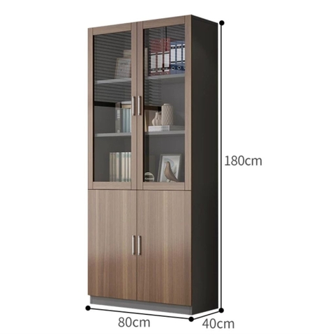 Tủ Tài Liệu Cánh Kính Gỗ MDF Thiết Kế Hiện Đại 240x40x180cm Yapi-TTL002