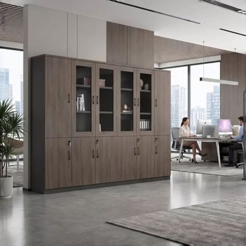 Tủ Tài Liệu Văn Phòng Gỗ MDF Cánh Kính Hiện Đại Yapi-TTL005