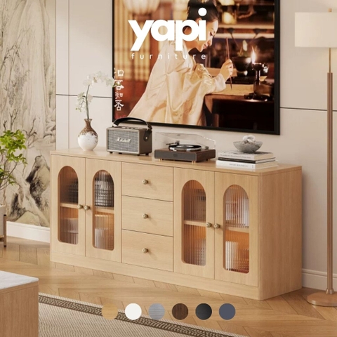 Tủ Để Đồ Cánh Kính Sóng Hiện Đại Trang Trí Phòng Khách 183x40x68cm Yapi-183