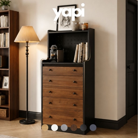 Tủ Ngăn Kéo Đựng Đồ Phòng Khách 5 Tầng Nhỏ Gọn 80x40x130cm Yapi-173