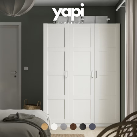 Tủ Quần Áo Phong Cách Tân Cổ Điển Kích thước 150x60x201 Gỗ Công Nghiệp Yapi-220
