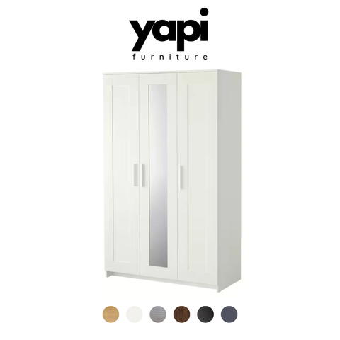Tủ Áo Có Gương 3 Cánh Mở Phong Cách Bắc Âu Bằng Gỗ Công Nghiệp Yapi-227