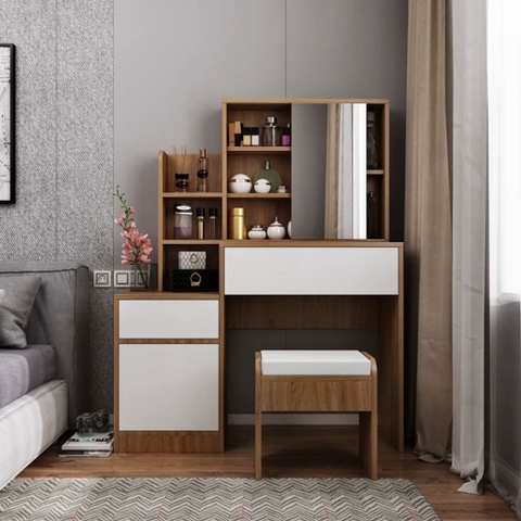 Bàn Trang Điểm Đa Năng Nhiều Ngăn Lưu Trữ Kèm Gương 110x40x141cm Yapi-814