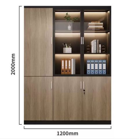 Tủ Tài Liệu Cánh Kính Có Đèn LED Cho Văn Phòng 240x40x200cmYapi-TTL004