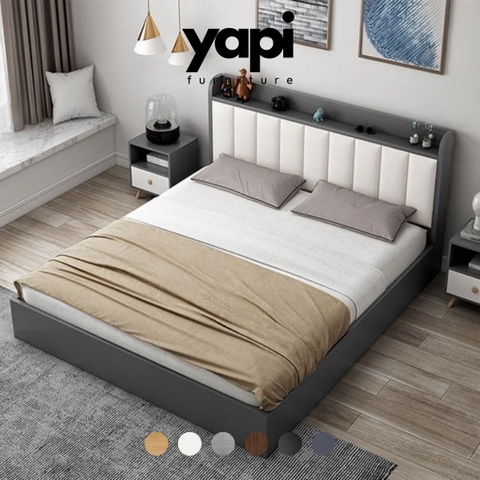 Giường Ngủ Hiện Đại Bằng Gỗ MDF Bọc Nệm Đầu Giường Yapi-523