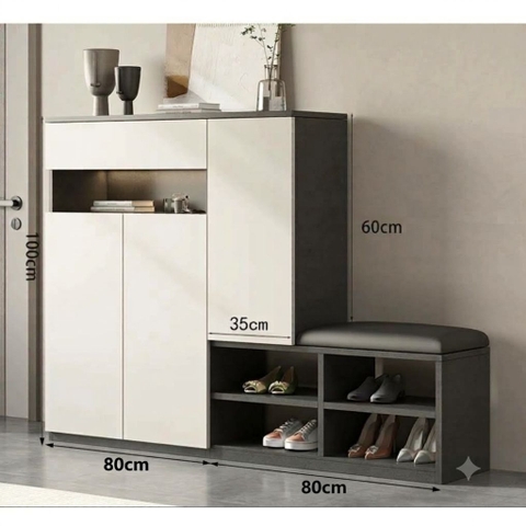 Tủ Để Giày Có Ghế Ngồi Bọc Nệm 140x35x100cm Yapi-322