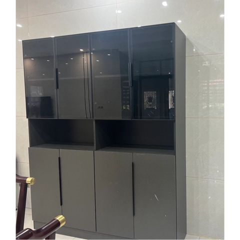 Tủ Tài Liệu Nhiều Ngăn Kết Hợp Cánh Kính Cho Văn Phòng 120x42x200cm Yapi-TTL003