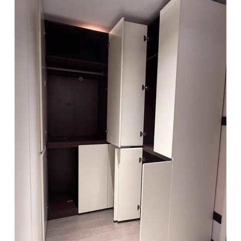 Tủ Quần Áo Chữ L Tone Trắng Kèm Tủ Phụ Gỗ MDF - Nội Thất Phòng Ngủ 260x180x240cm Yapi-253