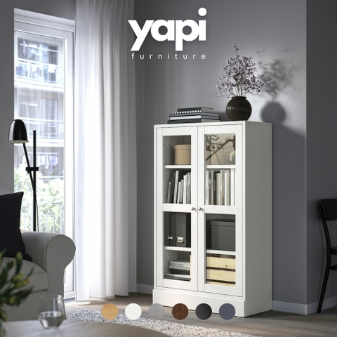 Kệ Sách Cánh Kính 4 Tầng Bằng Gỗ MDF Yapi-641