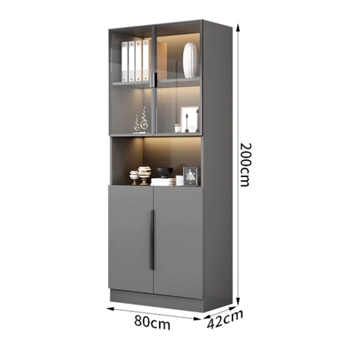 Tủ Tài Liệu Nhiều Ngăn Kết Hợp Cánh Kính Cho Văn Phòng 120x42x200cm Yapi-TTL003