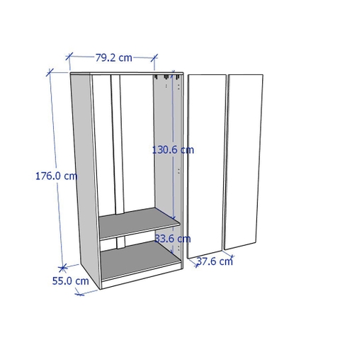 Tủ Quần Áo 2 Cánh Mở Yapi -202