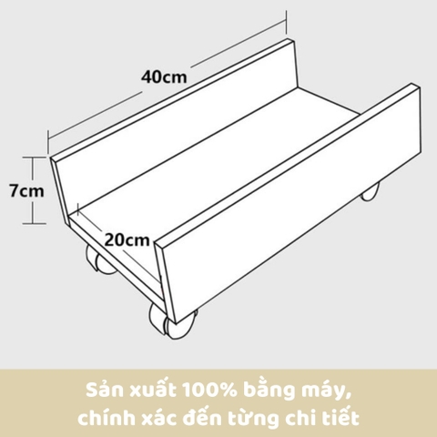 Kệ gỗ để case máy tính cỡ có bánh xe dễ dàng di chuyển GHC-151